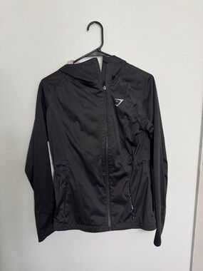 Gymshark Black Hooded Training Jacket/Rain Jacket
